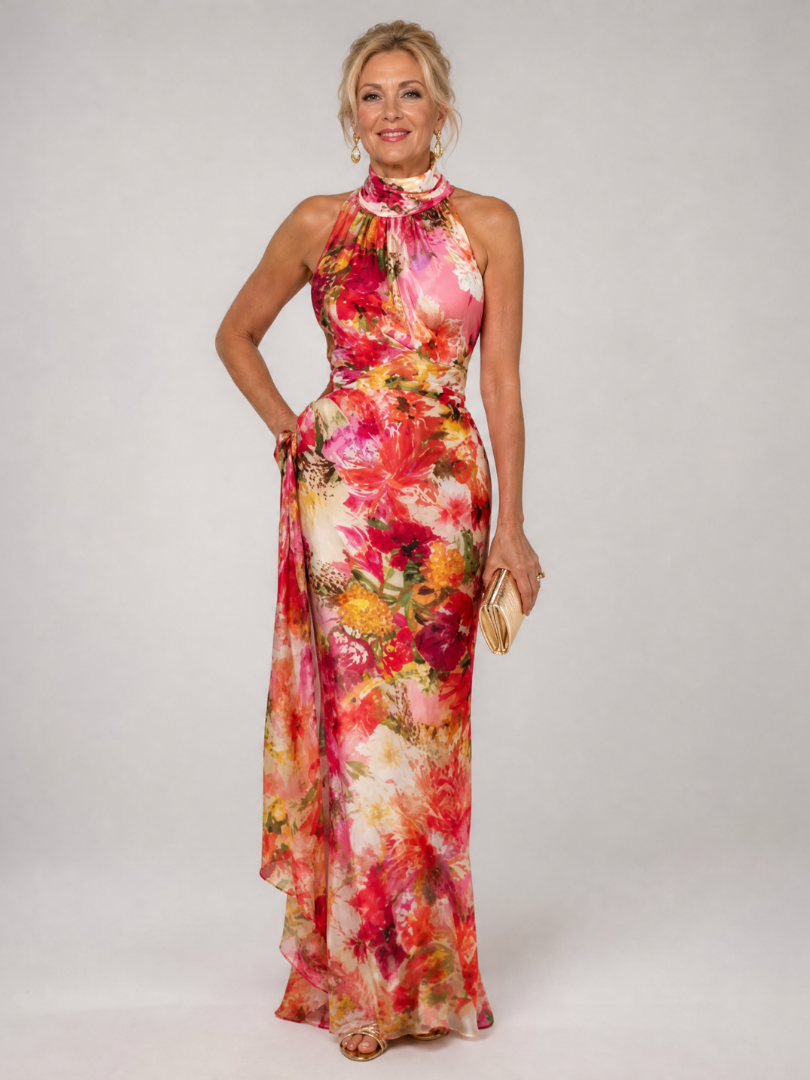 Fleur | Halter Neck Floral Maxi Dress