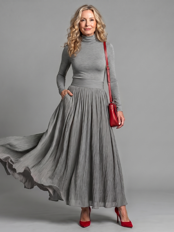 Diane | Long-Sleeve Turtleneck Midi Dress