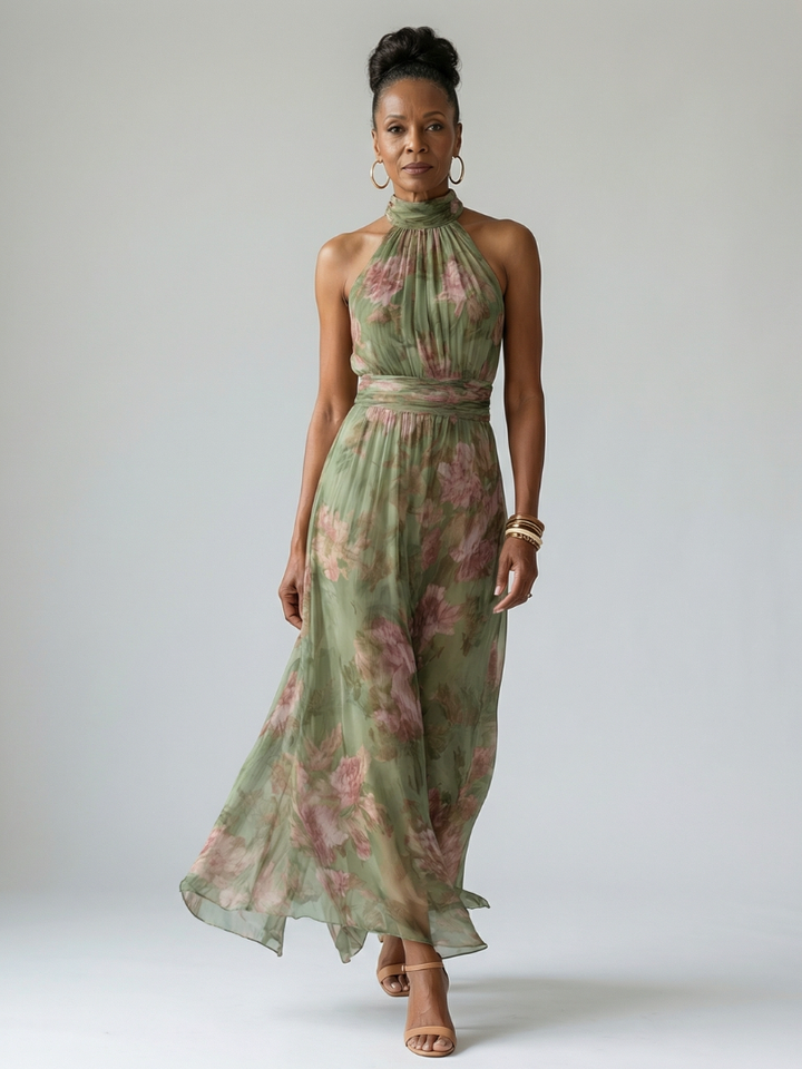 Camellia | Floral Halter Midi Dress