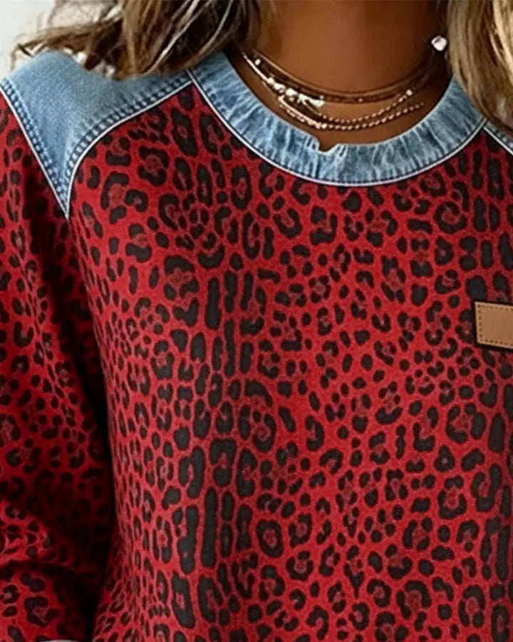 Charmaine | Leopard Patchwork Contrast Sweater