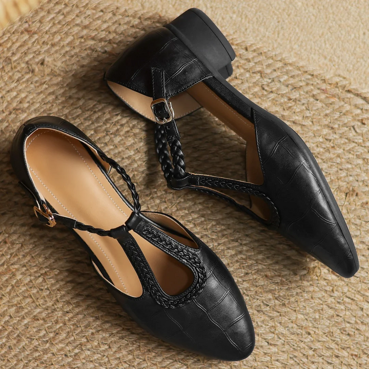 Maud | Braided T-Strap Mary Jane Flats