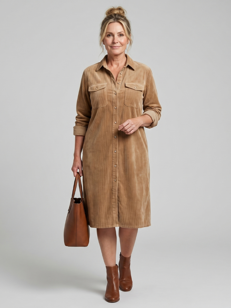 Darcy | Button-Front Patch Pocket Midi Dress