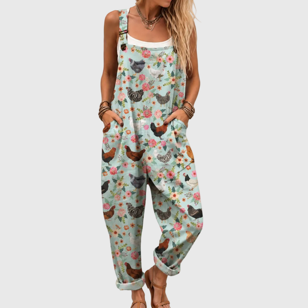 Evadne | Relaxed Chicken Print Jumpsuit