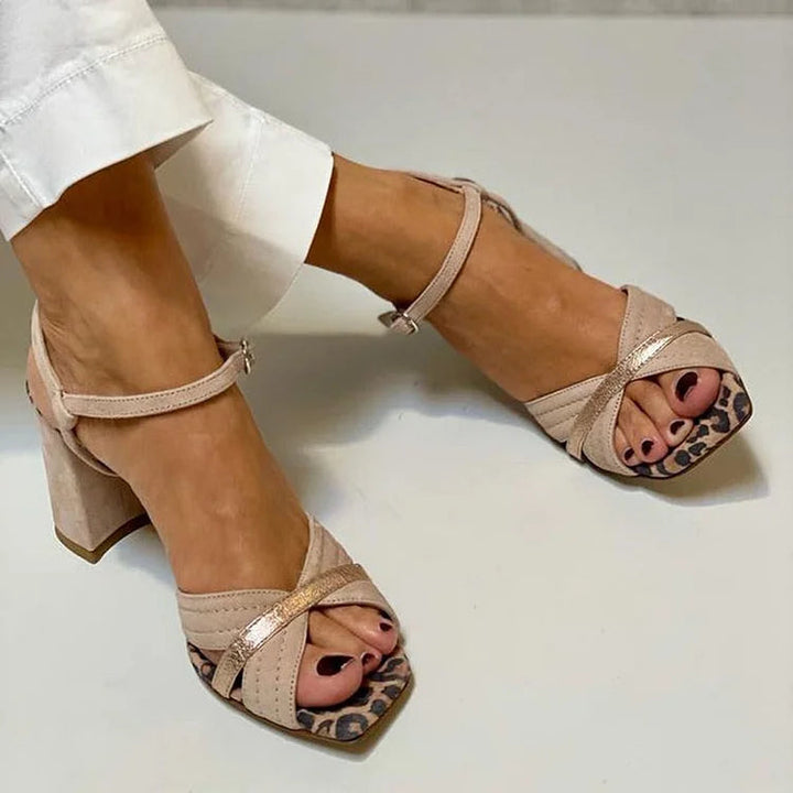 Melanie | Cross-Strap Block Heel Sandals