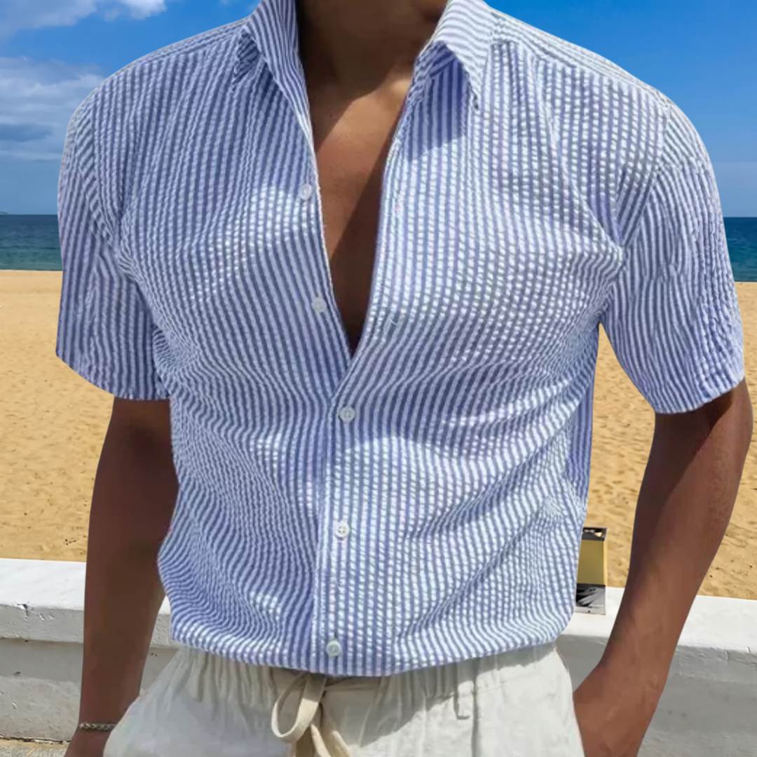 Foster | Textured Stripe Short Sleeve Shirt