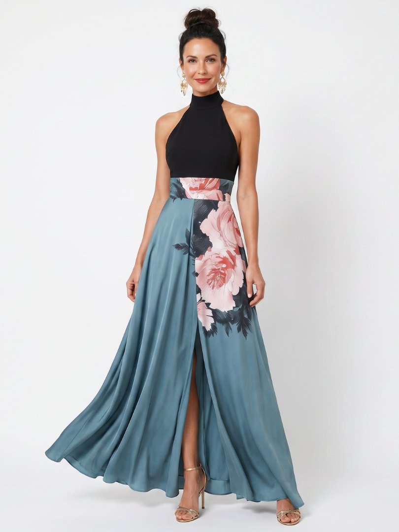 Vanessa | Halter Neck Floral Maxi Dress