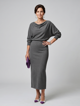 Bettany | Draped Cowl-Neck Midi Dress