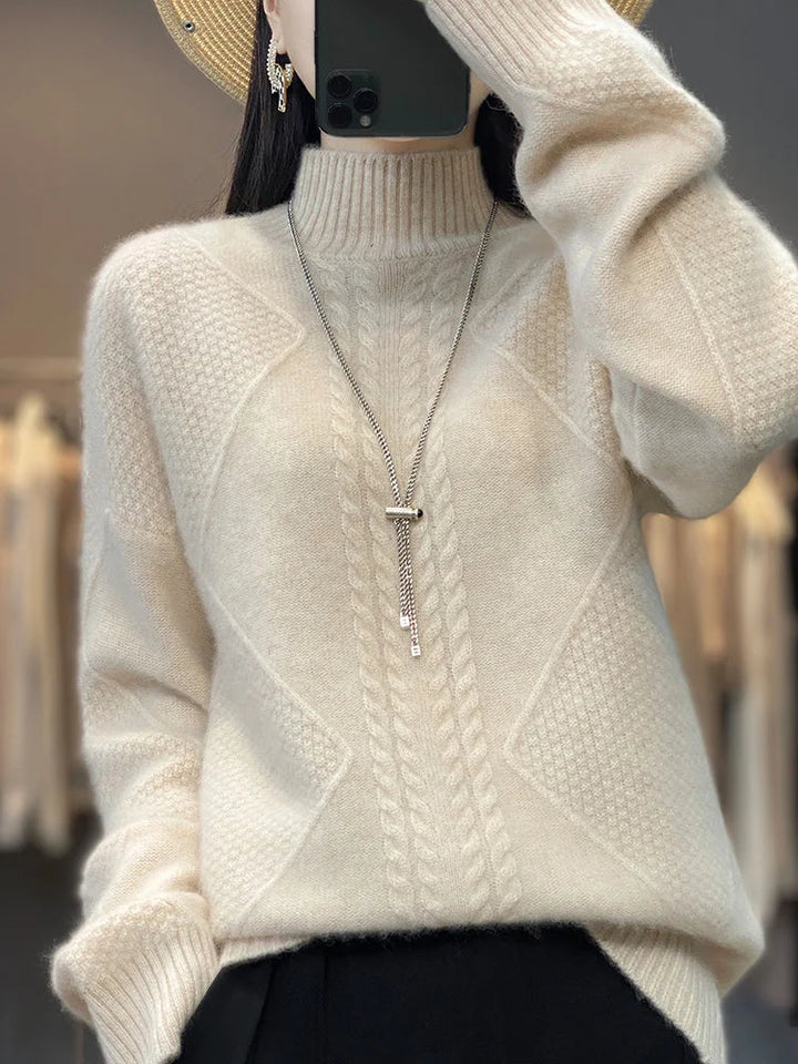 Corinna | Cable-Knit Mock-Neck Jumper