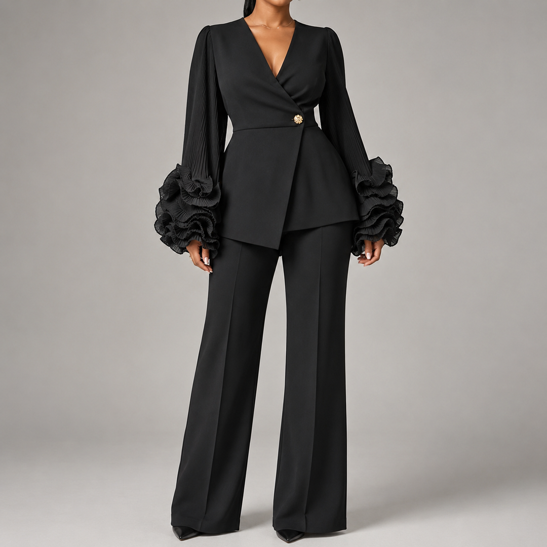 Genevra | Ruffle-Cuff Two-Piece Set