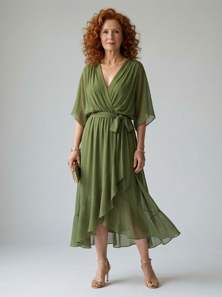 Diana | Flowing Drape Midi Dress