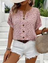 Nancy | Floral Notch-Neck Blouse