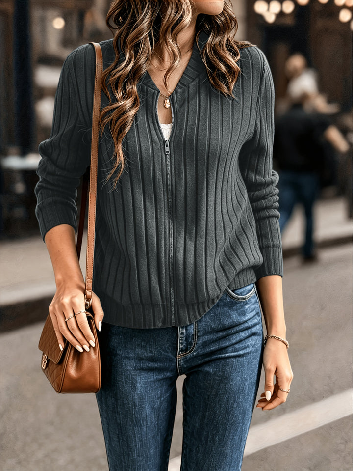 Adeline | Ribbed Zip-Up Jacket