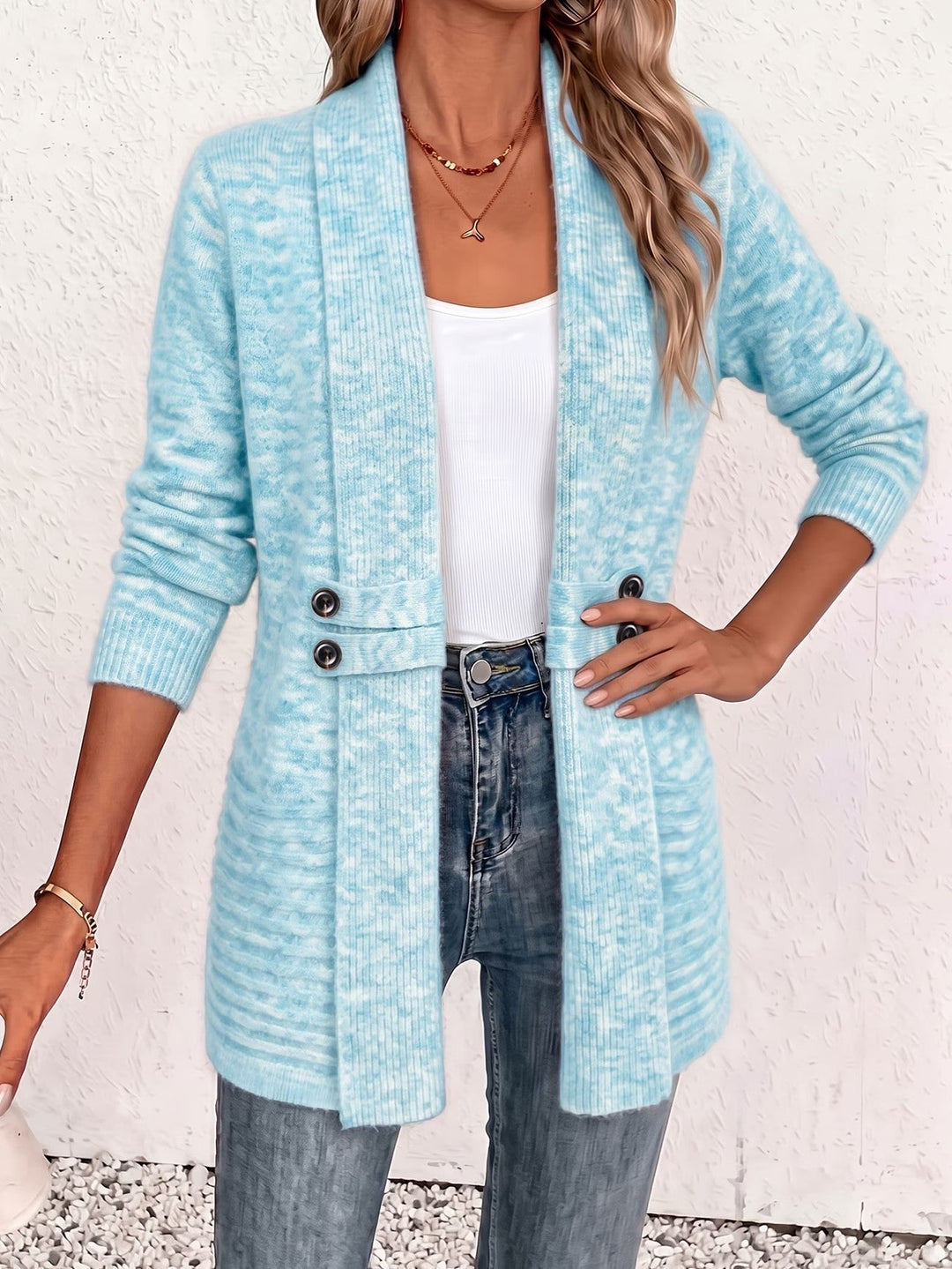 Sylvana | Marled Button-Tab Cardigan