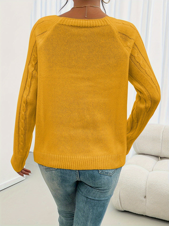 Eleanora | Cable-Knit Button-Trim Jumper