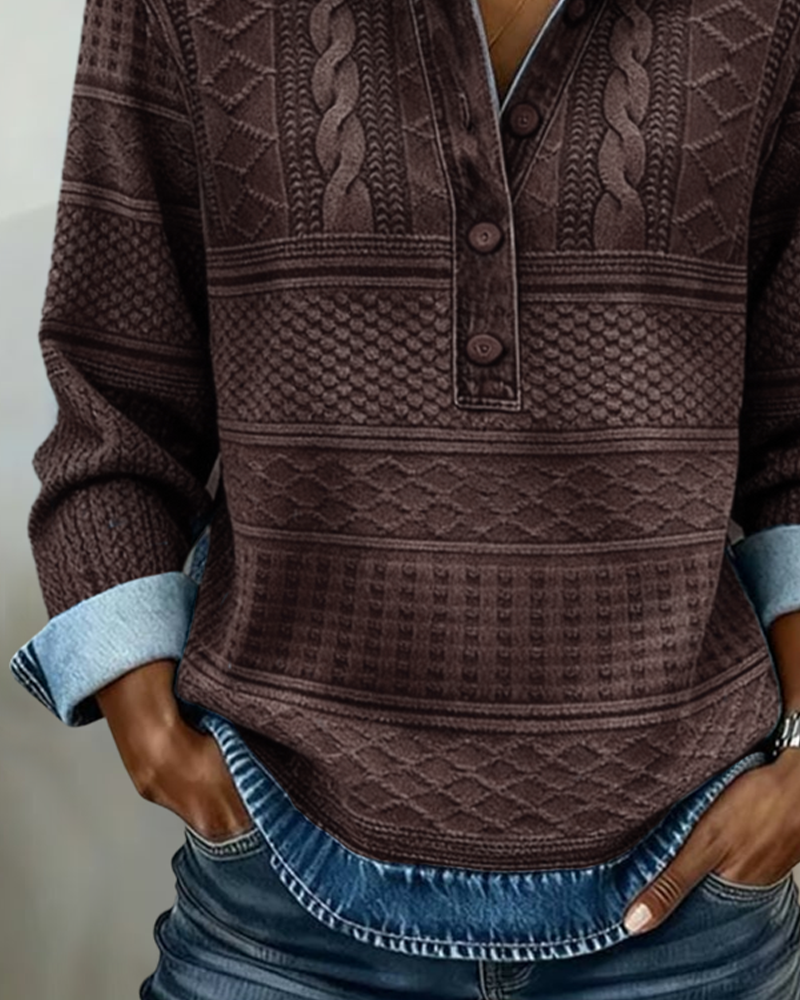 Gwen | Textured Collared Button Top