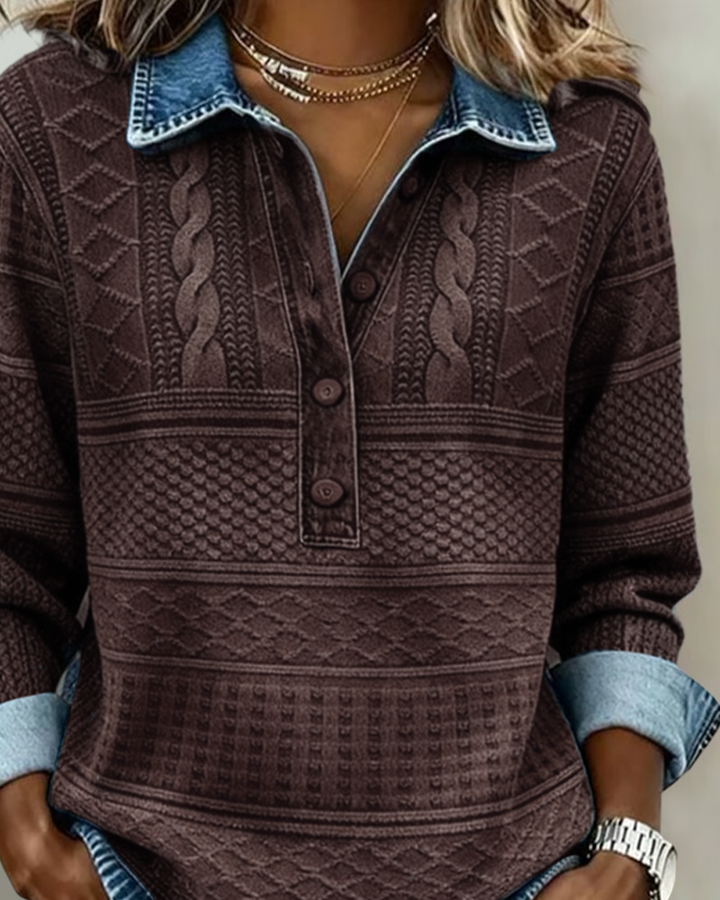 Gwen | Textured Collared Button Top