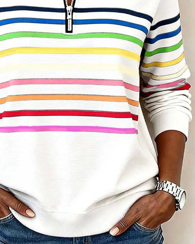 Miriam | Relaxed Half-Zip Striped Sweater
