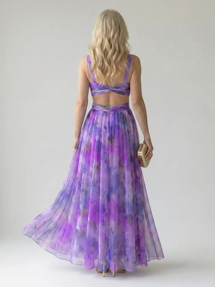 Aveline | Flowing Watercolour Maxi Dress