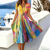 Fleur | Patchwork-Print Midi Dress