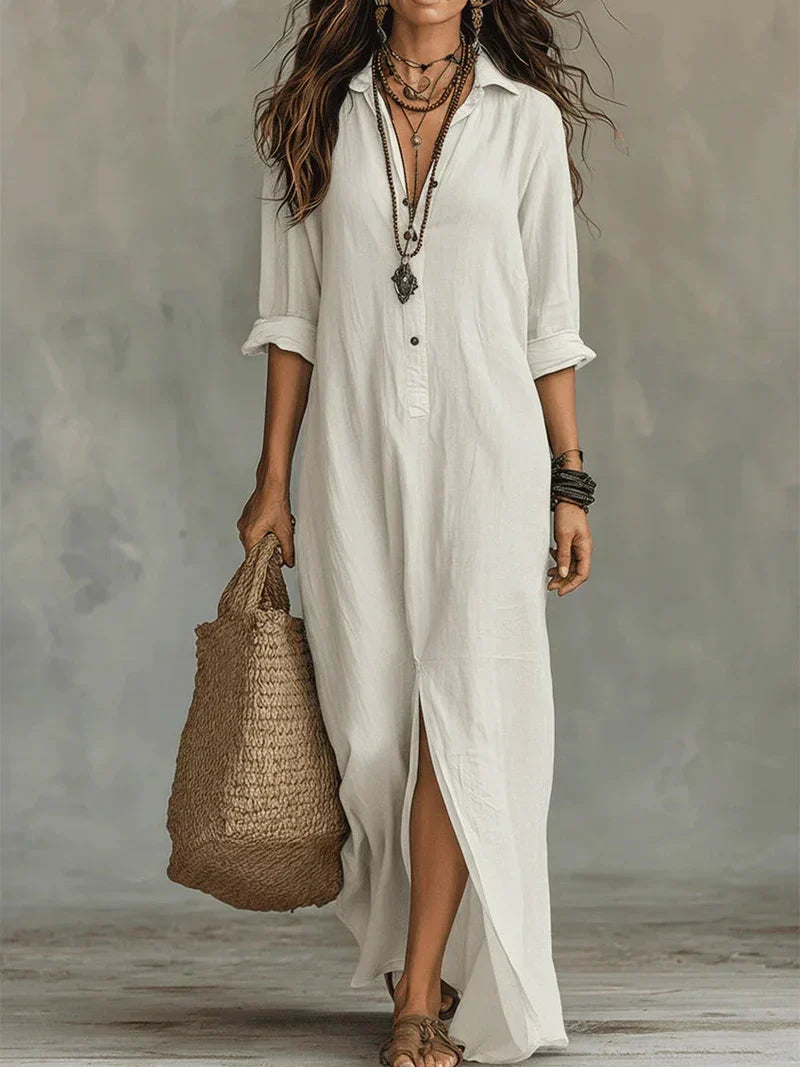 Regina | Relaxed Button-Front Maxi Dress
