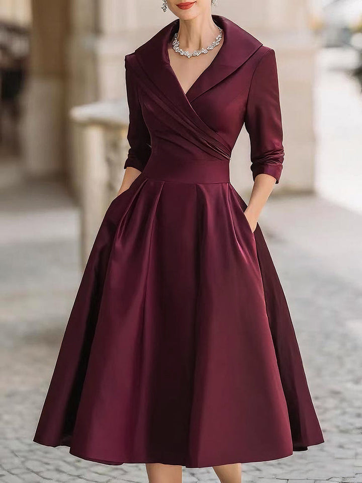 Constance | Shawl Collar Midi Dress