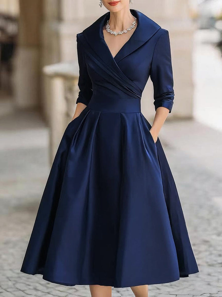 Constance | Shawl Collar Midi Dress