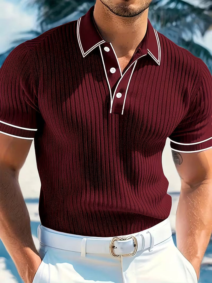 Everett | Tipped Ribbed Short Sleeve Polo Shirt