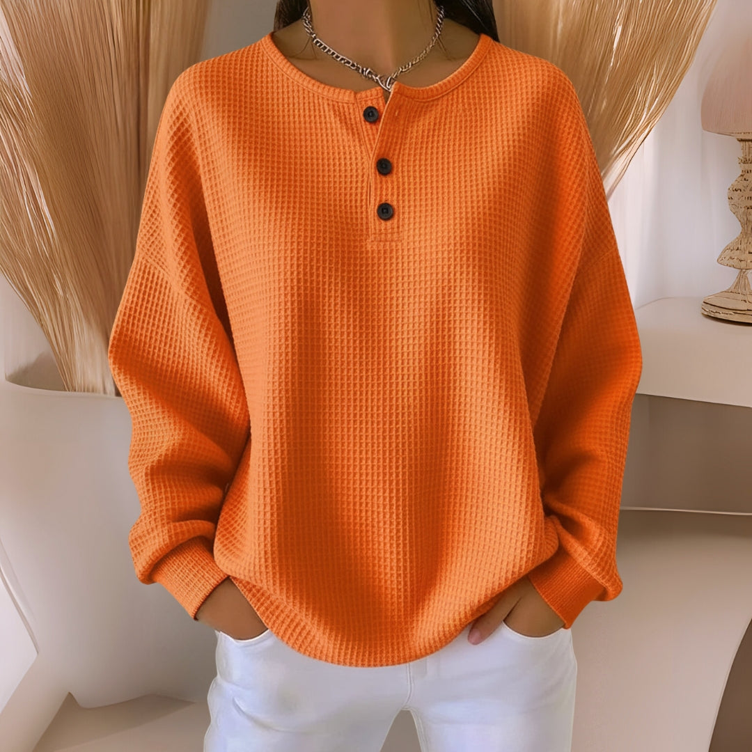 Bernadette | Relaxed Button-Neck Top