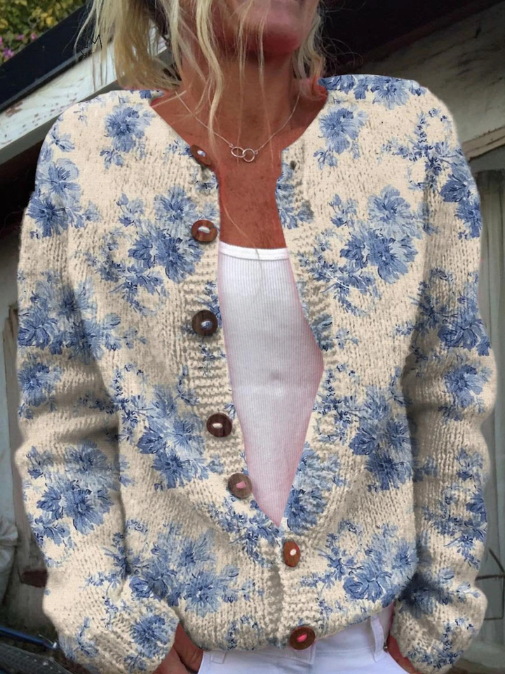 Dahlia | Floral Button-Front Cardigan