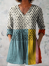 Sadie | Colour-Block V-Neck Long Blouse