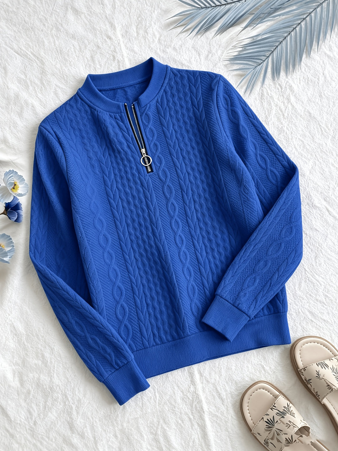 Elise | Textured Half-Zip Pullover
