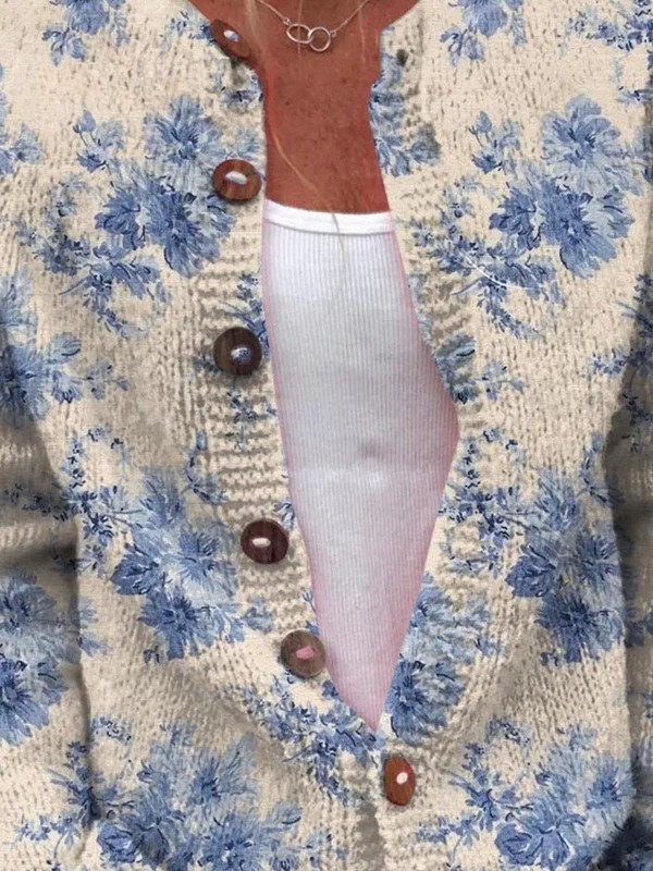 Dahlia | Floral Button-Front Cardigan