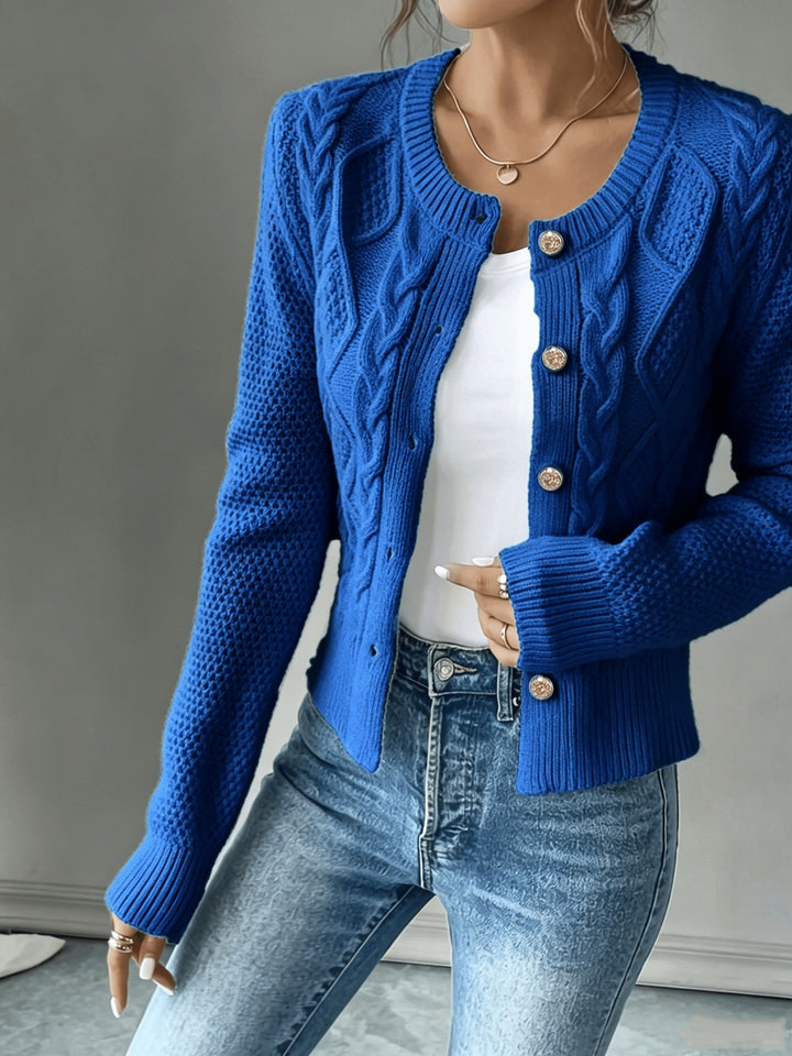 Lorraine | Cable-Knit Button-Front Cardigan