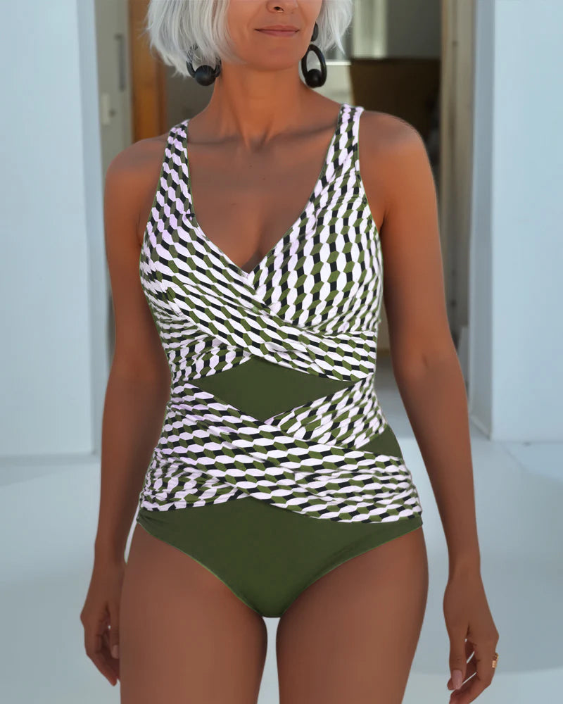 Cordina | Geometric Wrap Swimsuit