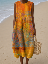 Carmen | Sleeveless Artful Midi Dress