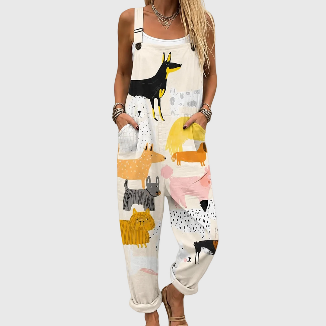 Sophronia | Relaxed Dog Print Jumpsuit