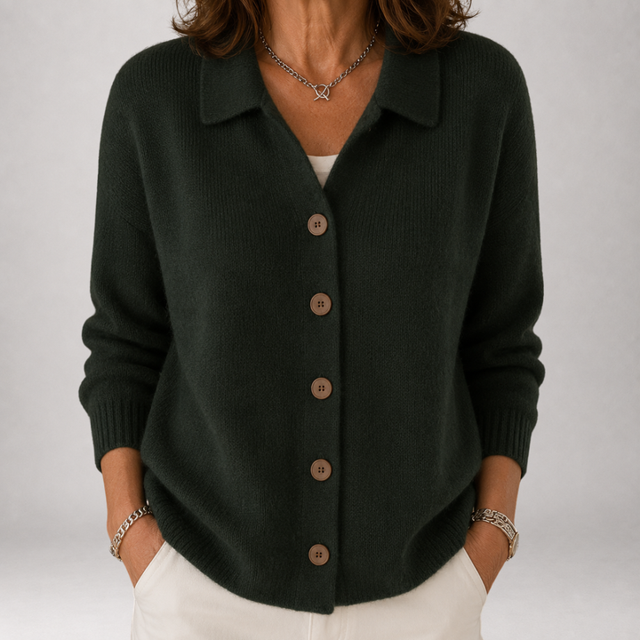 Esther | Polo Collar Button-Front Cardigan