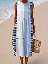 Adele | Colour-Block Sleeveless Midi Dress