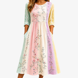 Leonora | Pastel Floral Panel Midi Dress