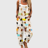 Delphinia | Relaxed Dachshund Print Jumpsuit