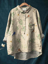 Henrietta | Botanical Bird-Print Relaxed Shirt