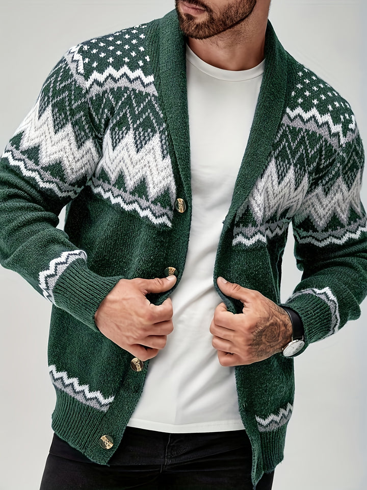 Whitaker | Nordic-Pattern Shawl Cardigan
