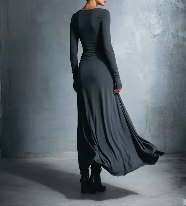 Elena | Draped Side-Knot Maxi Dress