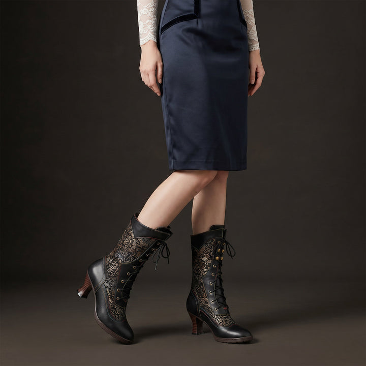 Rosabel | Lace-Up Block-Heel Boots