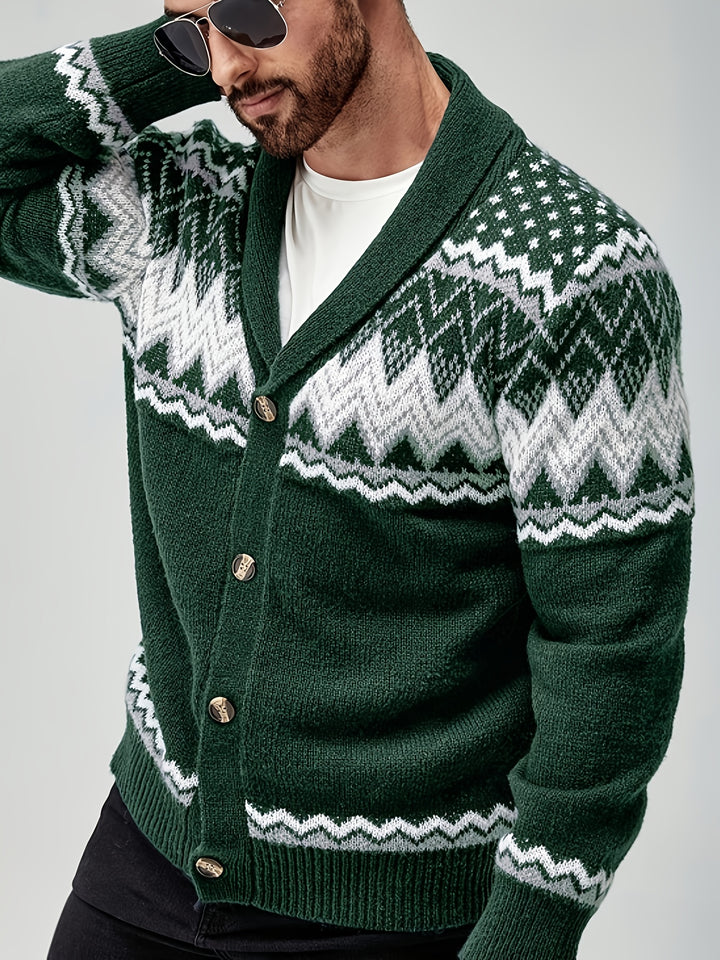 Whitaker | Nordic-Pattern Shawl Cardigan