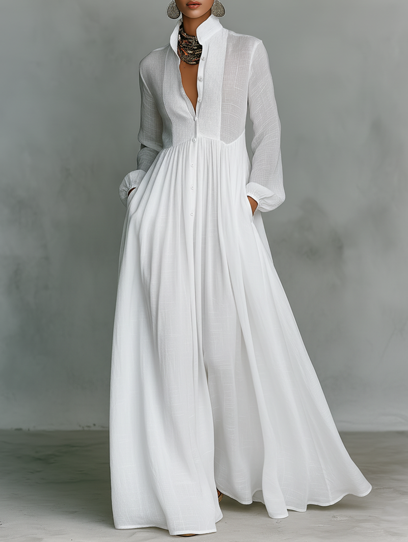 Aurora | Flowing Button-Front Maxi Dress