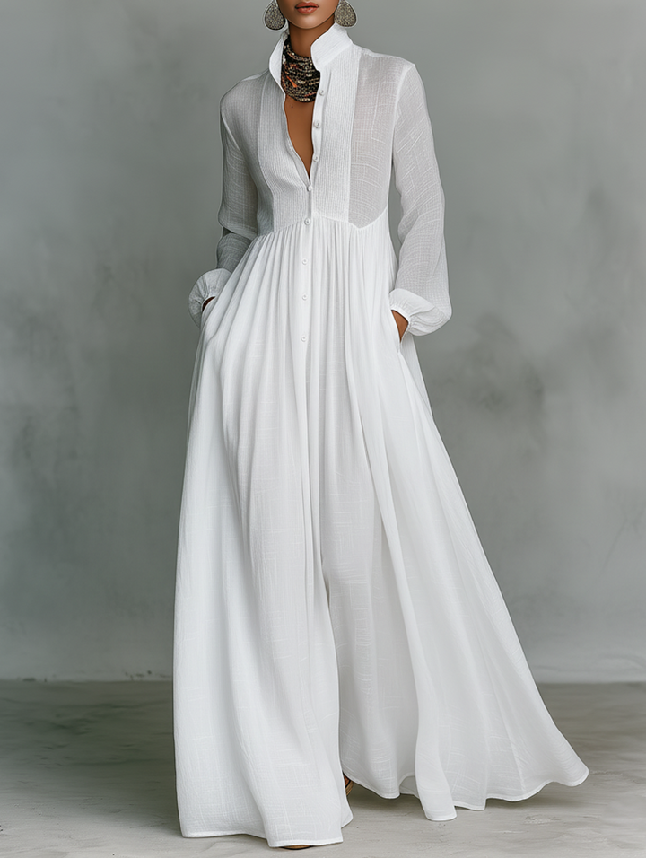 Aurora | Flowing Button-Front Maxi Dress