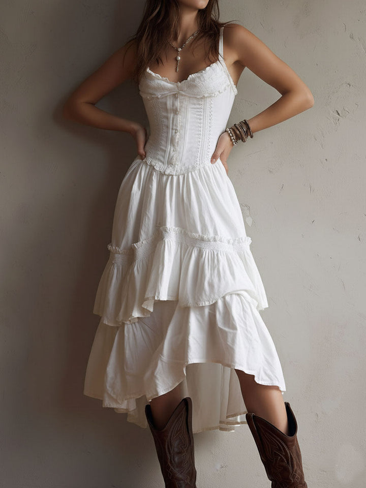 Annette | Tiered Corset Midi Dress