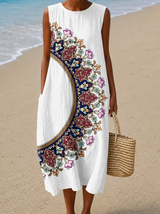 Regina | Sleeveless Bohemian Beach Midi Dress