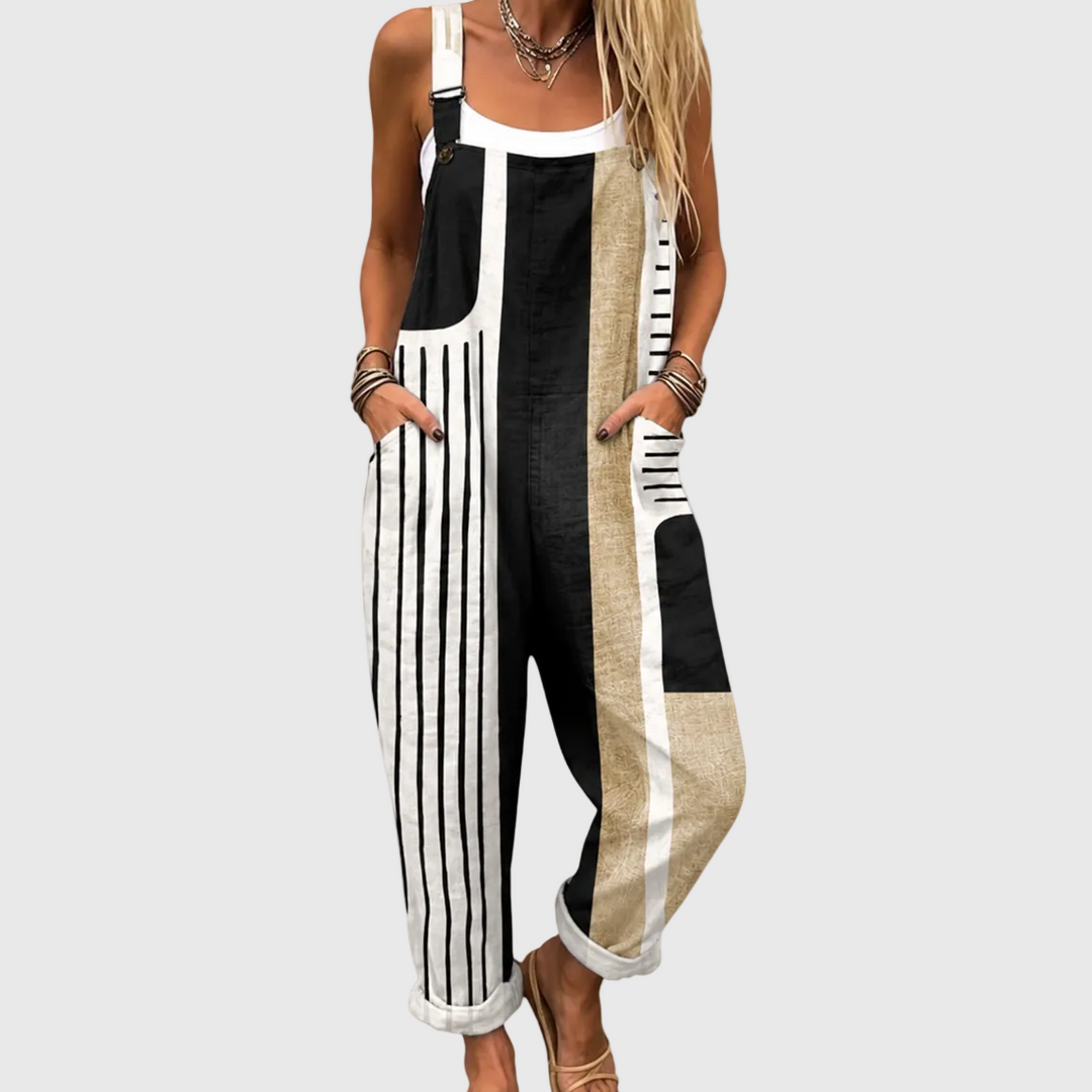 Jocasta | Colour Block Striped Jumpsuit